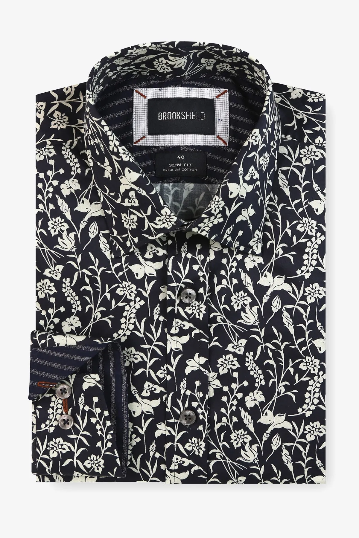 Brooksfield | Floral Print Dress Shirt Slim Fit