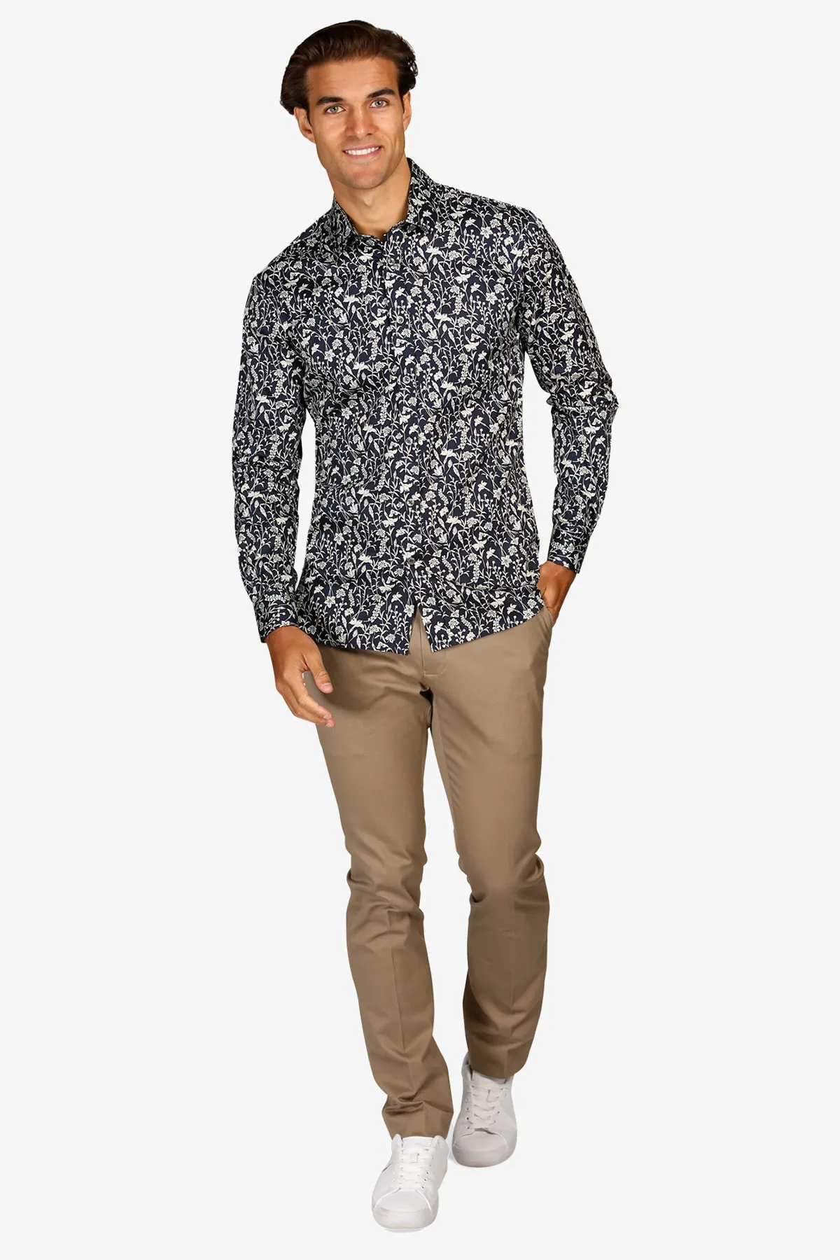 Brooksfield | Floral Print Dress Shirt Slim Fit