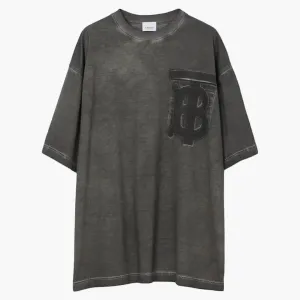 Burberry Monogram Motif Cotton Oversized T-shirt Charcoal Grey