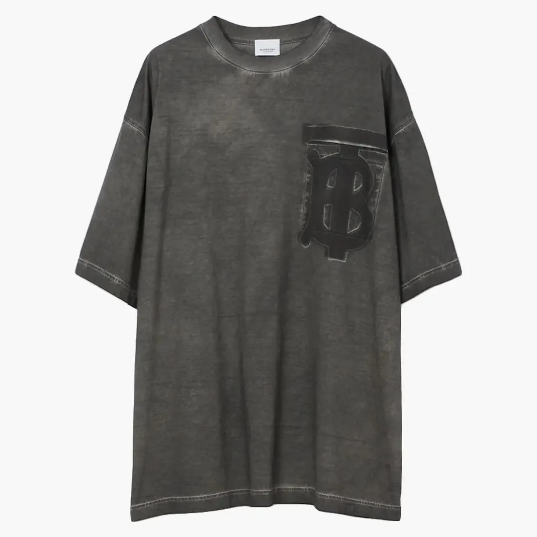 Burberry Monogram Motif Cotton Oversized T-shirt Charcoal Grey