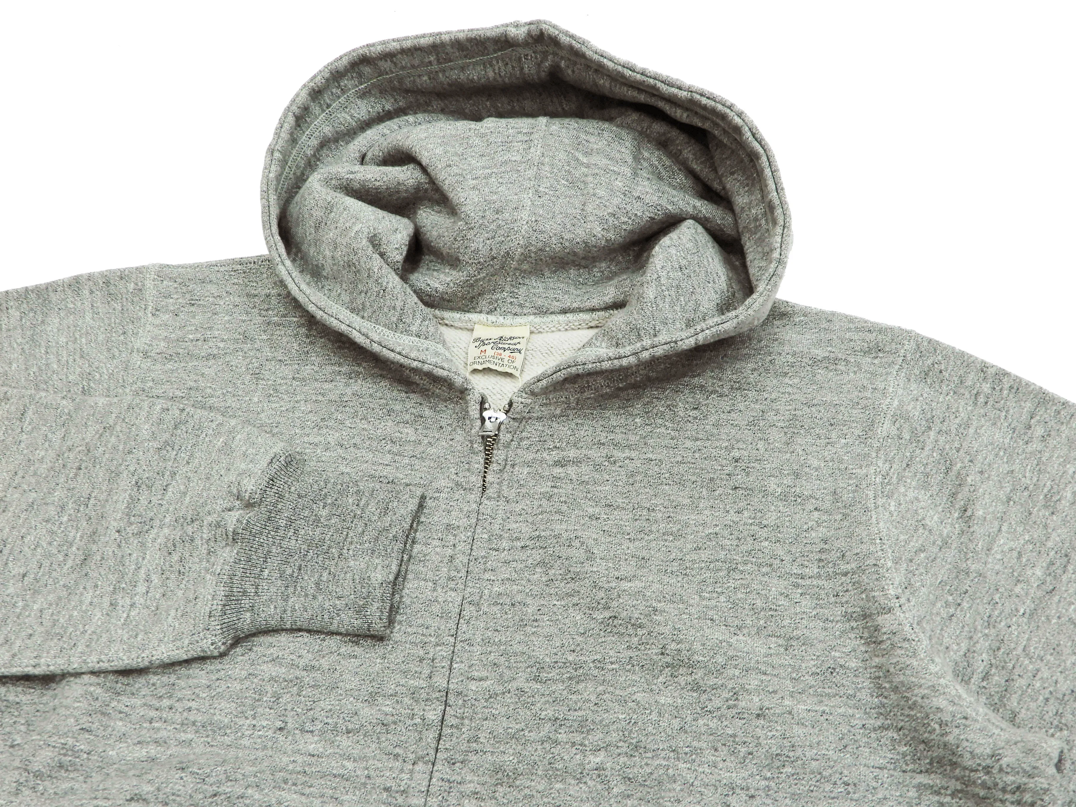 Buzz Rickson Hoodie Men's Plain Hoodie Zip Front Hooded Sweatshirt BR65623 Heather-Gray