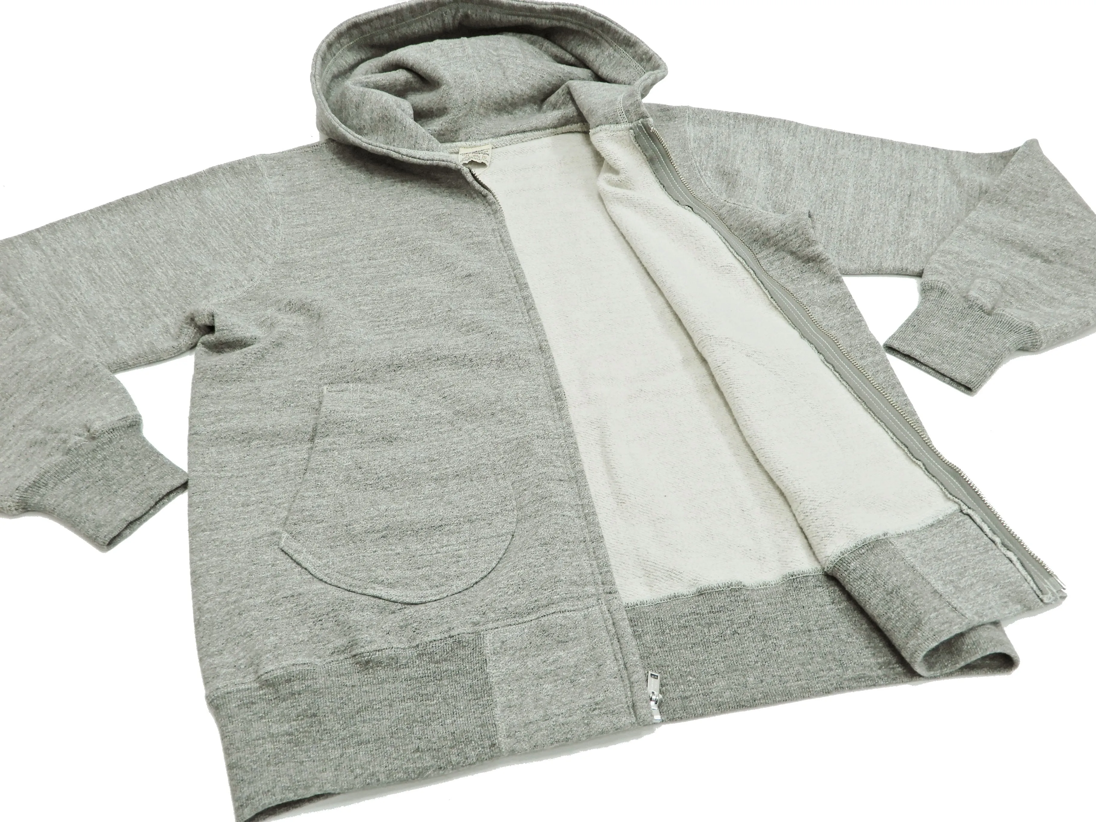 Buzz Rickson Hoodie Men's Plain Hoodie Zip Front Hooded Sweatshirt BR65623 Heather-Gray
