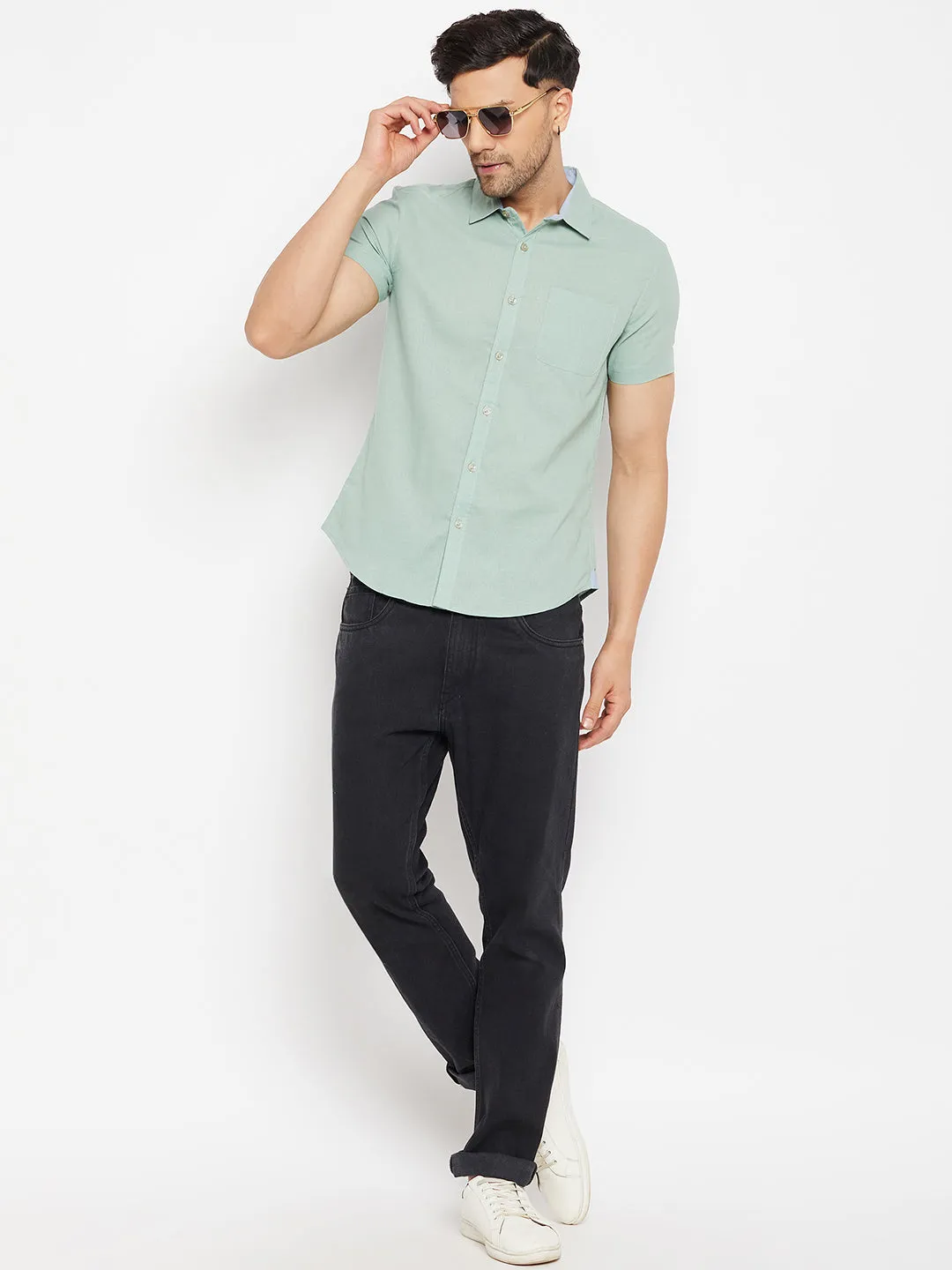 Camla Green Shirts For Men