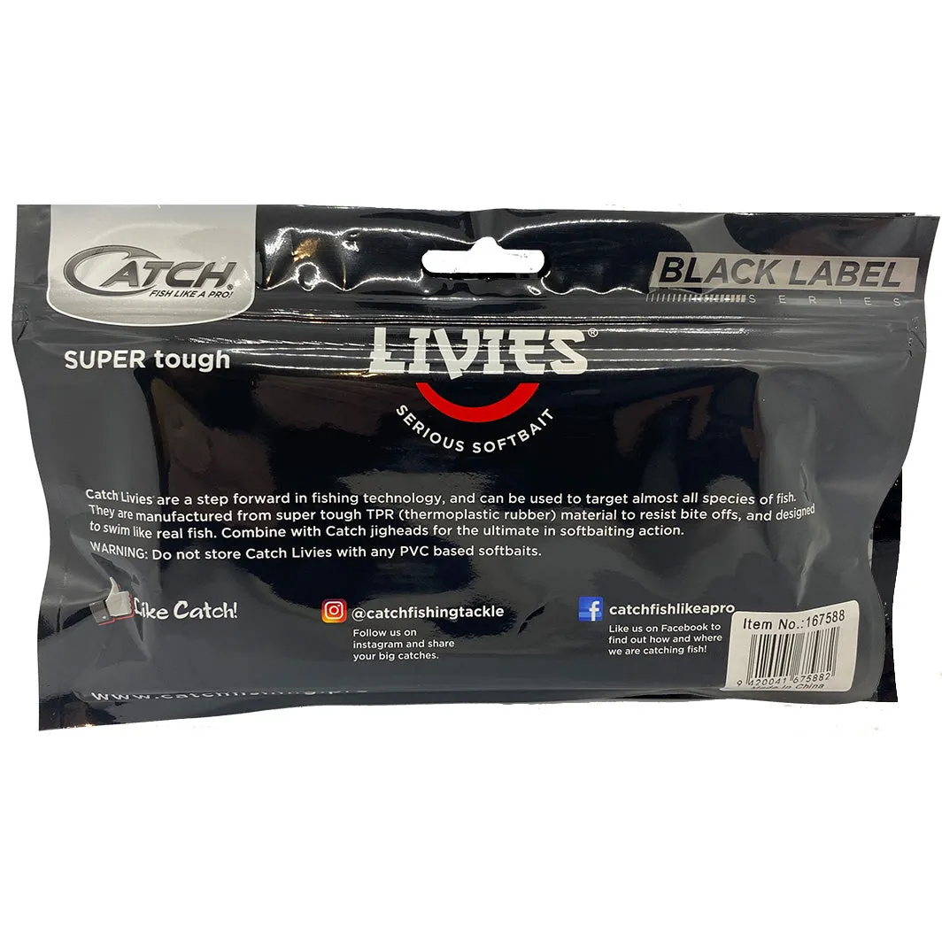 Catch Black Label Livies Softbait 5 or 7" Jerkshad - Black Ninja