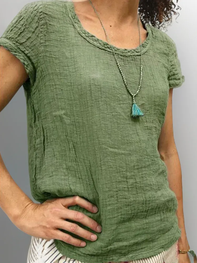 Cathy™ - Vintage T-Shirt with Round Neckline