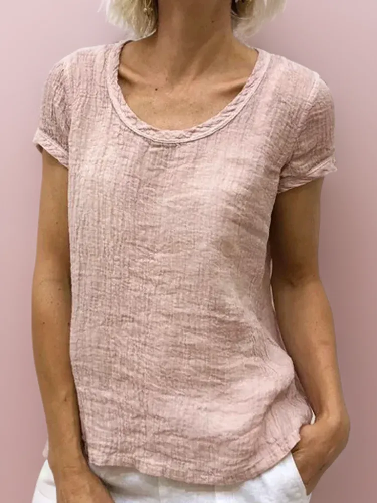 Cathy™ - Vintage T-Shirt with Round Neckline