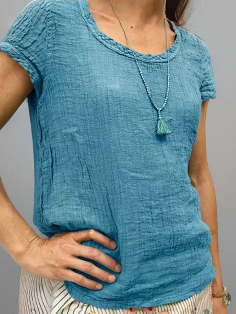 Cathy™ - Vintage T-Shirt with Round Neckline
