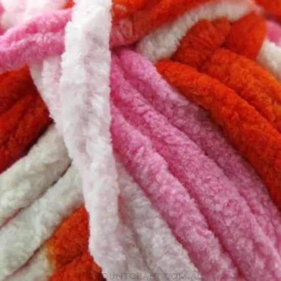 Chenille Blanket Yarn 100g 65m 12ply -  Multi Peach