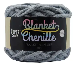Chenille Blanket Yarn 100g 80m 12ply -  Grey