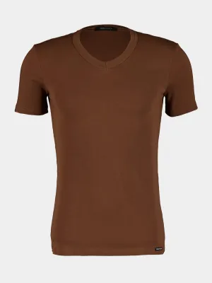 Classic V-Neck Brown T-Shirt