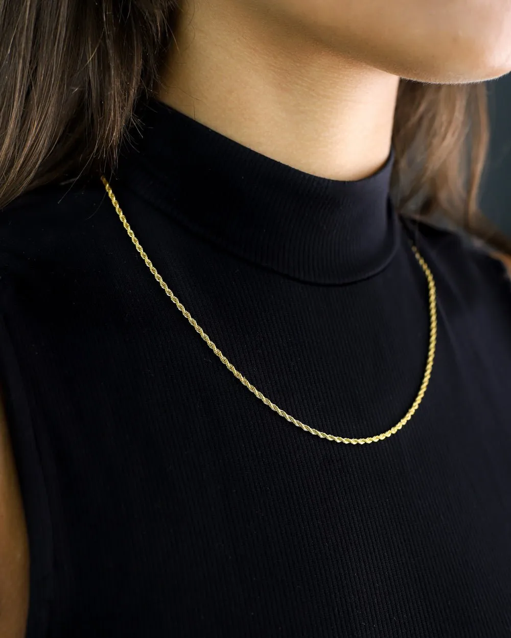 CLEAN ROPE CHAIN. - 2MM GOLD