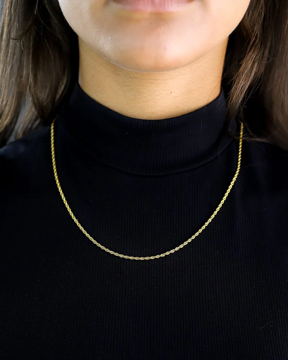 CLEAN ROPE CHAIN. - 2MM GOLD