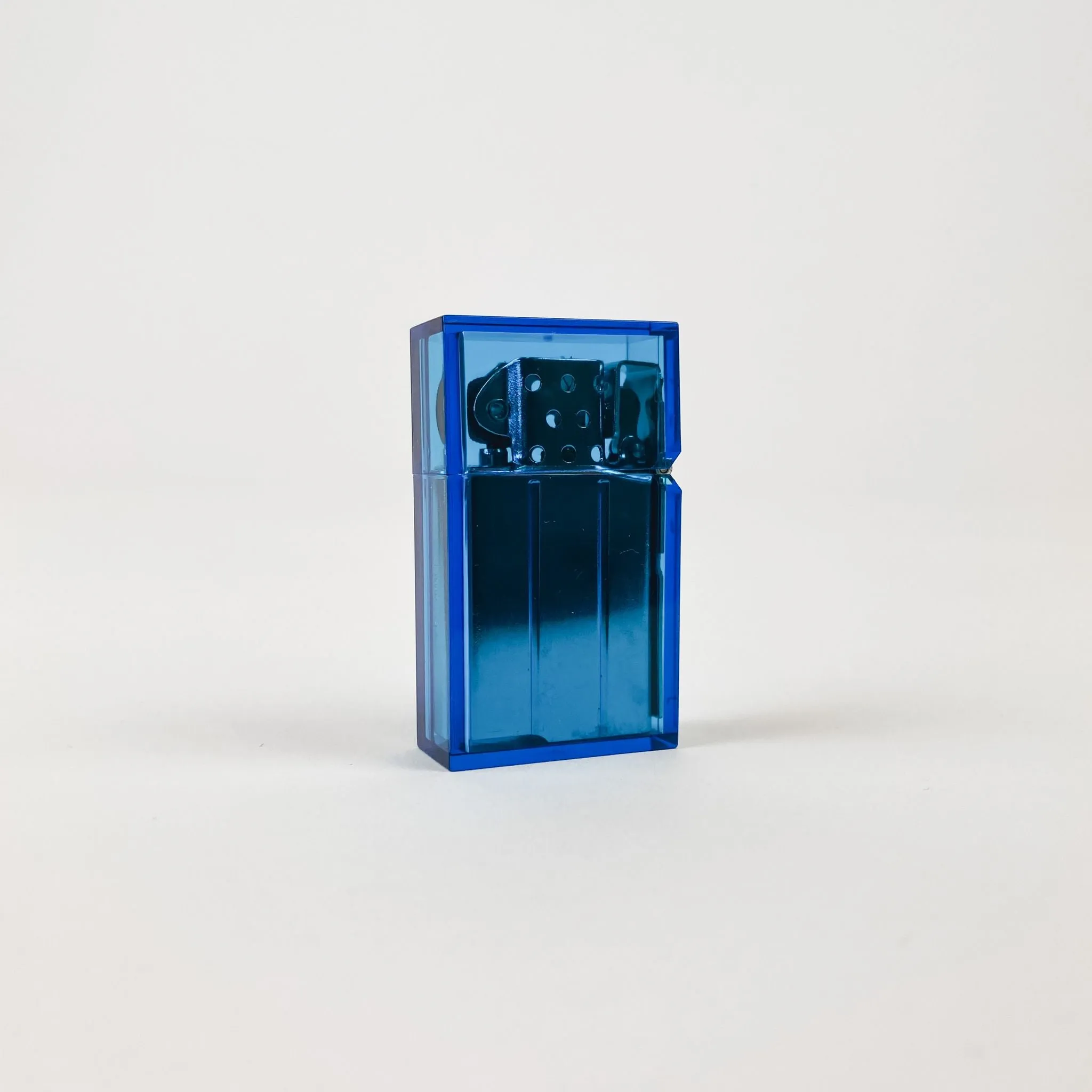 Clear Blue Hard Edge Refillable Lighter