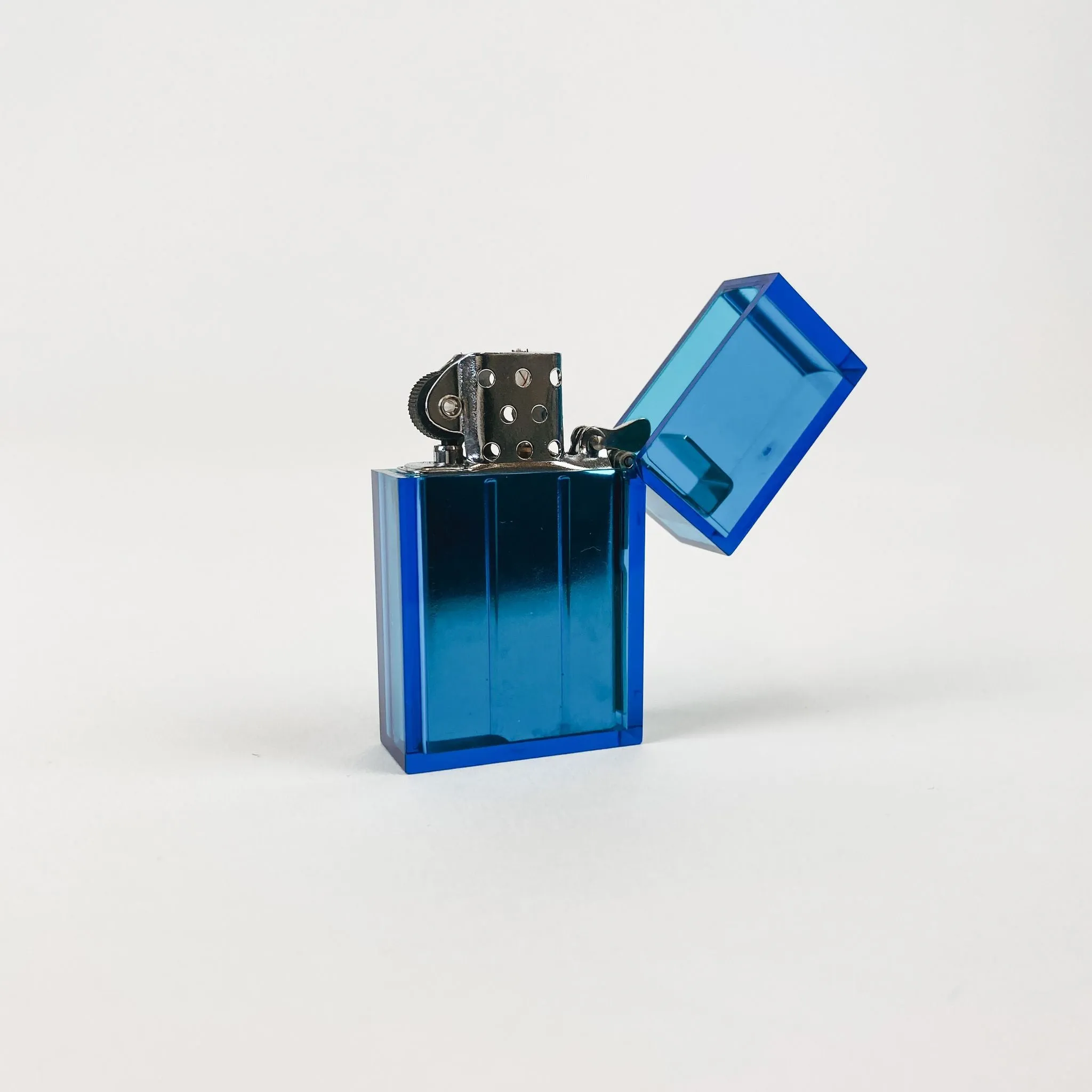 Clear Blue Hard Edge Refillable Lighter
