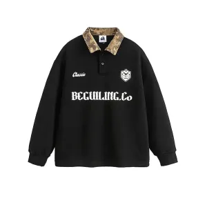 College Style Lapel Sweatshirt