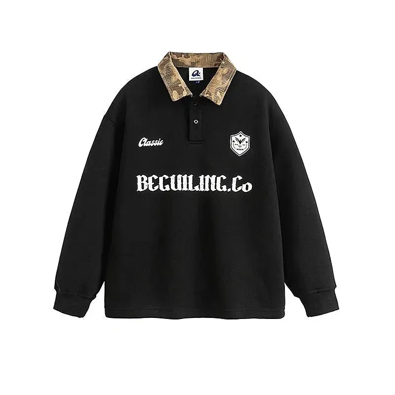 College Style Lapel Sweatshirt