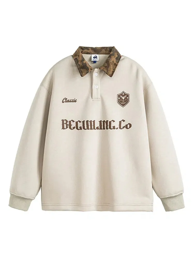 College Style Lapel Sweatshirt