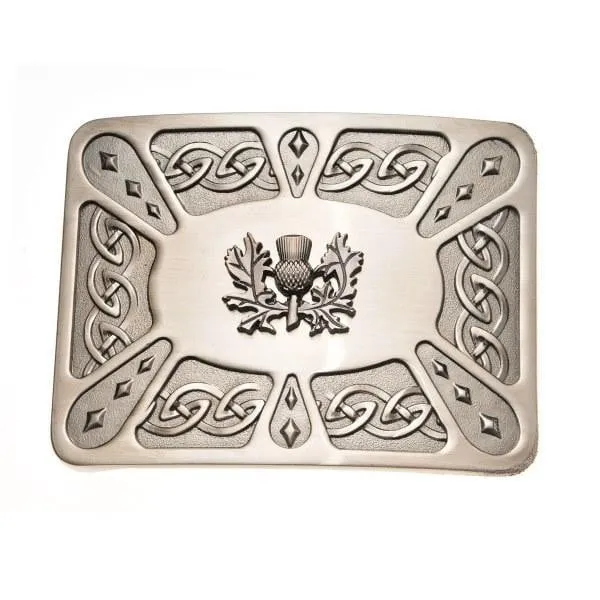 Contemporary Celtic Kilt Buckle - Thistle - Antique Finish