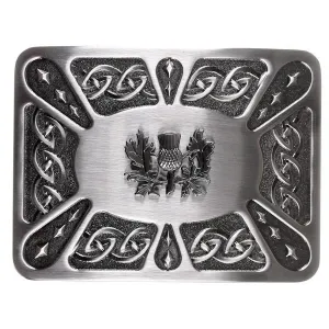 Contemporary Celtic Kilt Buckle - Thistle - Antique Finish