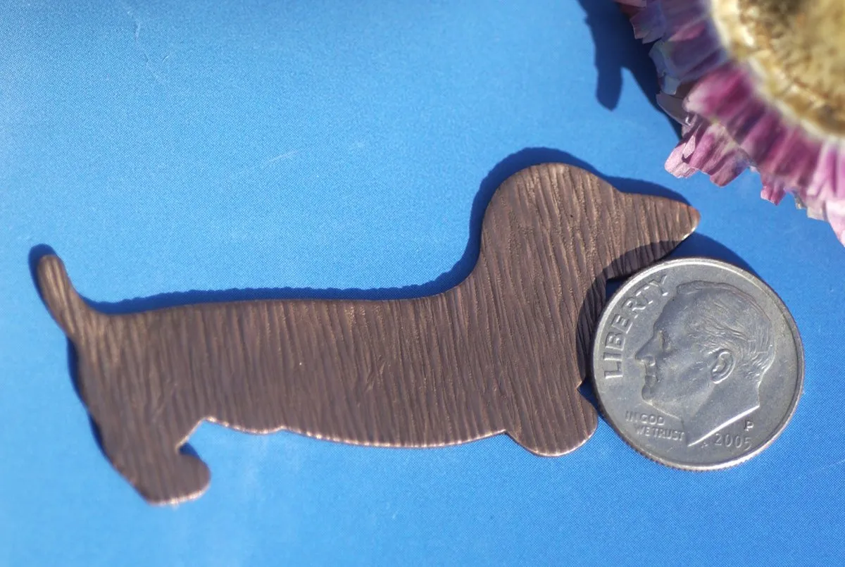 Copper Doxie Dog  Woodgrain Textured for Blanks Enameling Stamping Texturing