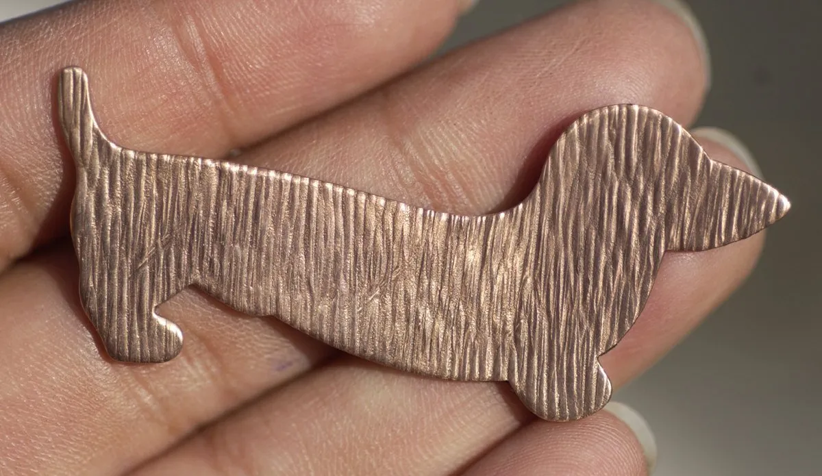 Copper Doxie Dog  Woodgrain Textured for Blanks Enameling Stamping Texturing