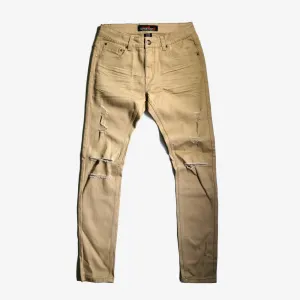 CopperRivet Khaki Denim Pants with Rips