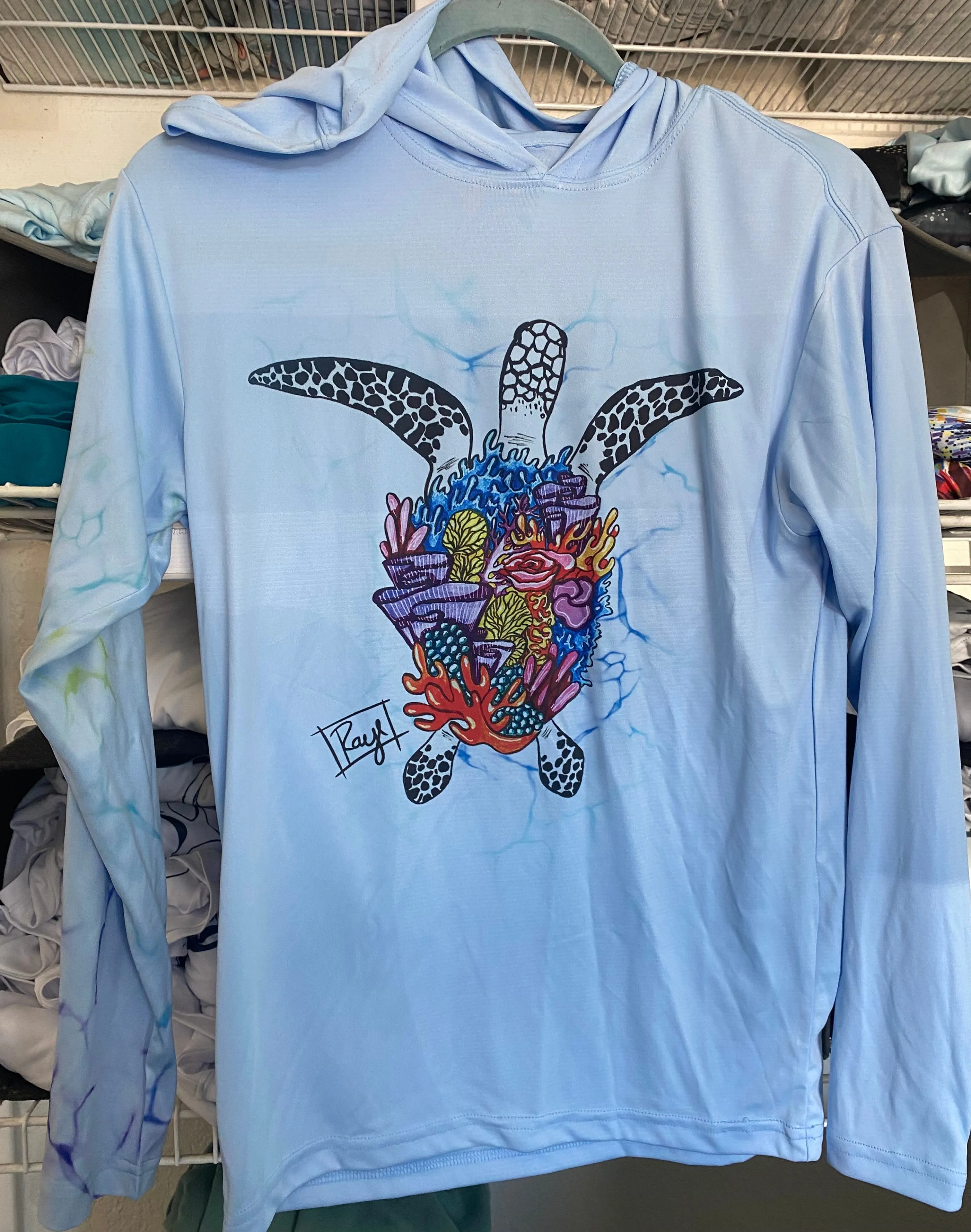 Coral Turtle - UPF 50 Performance Hoodie