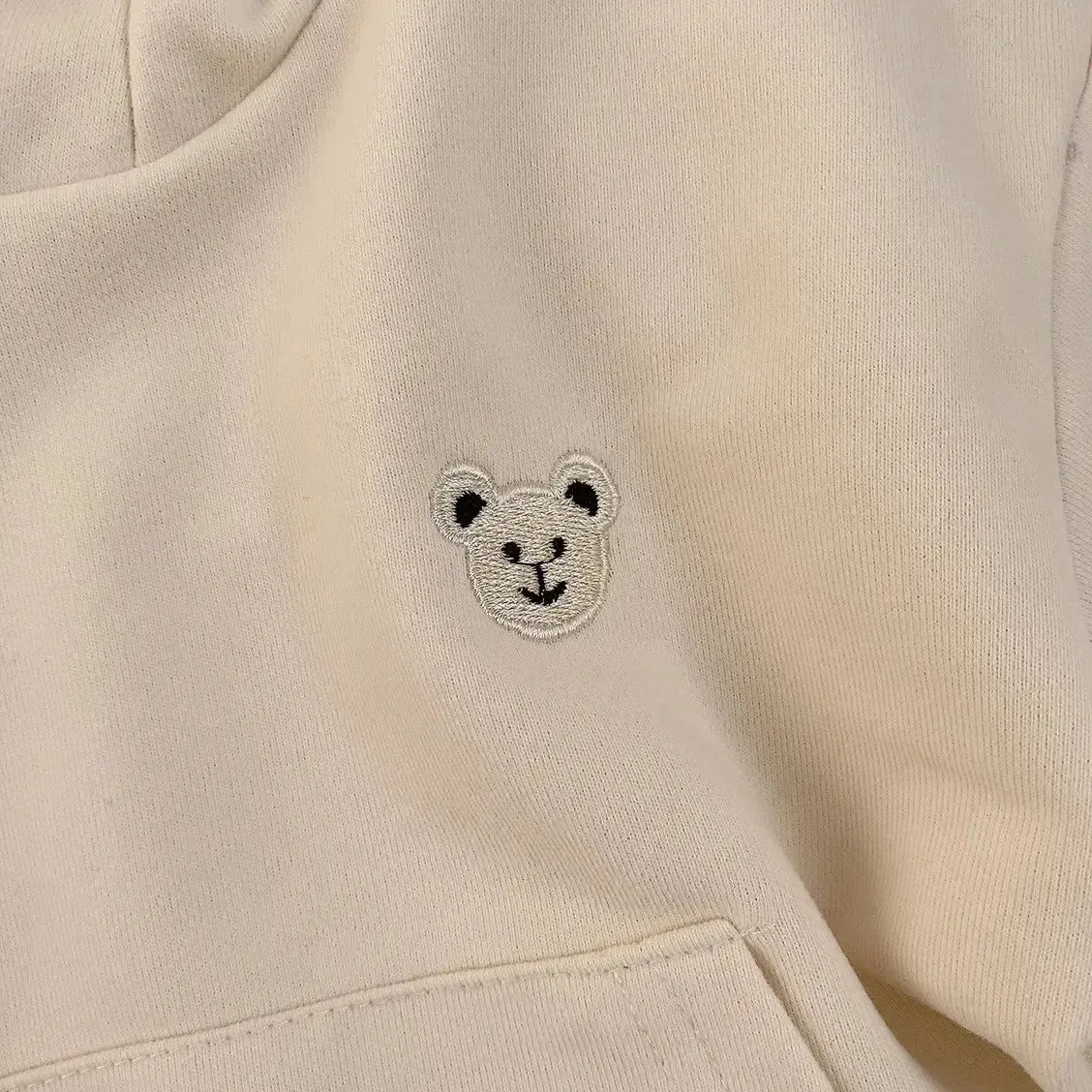 Cotton Embroidered Hoodies for Toddlers - Bear-Themed Sweatshirt for Kids