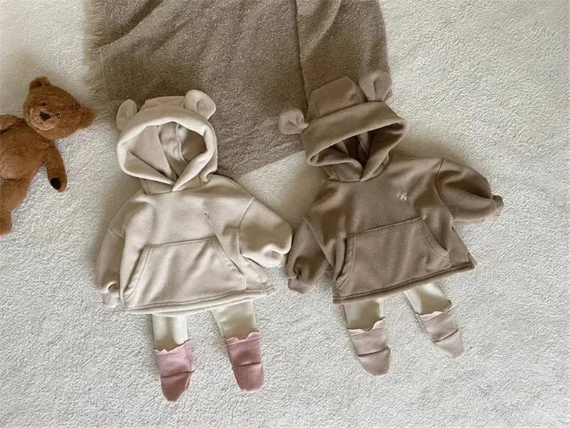 Cotton Embroidered Hoodies for Toddlers - Bear-Themed Sweatshirt for Kids