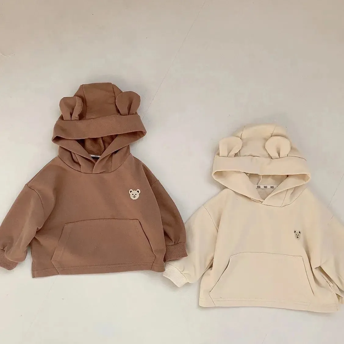 Cotton Embroidered Hoodies for Toddlers - Bear-Themed Sweatshirt for Kids