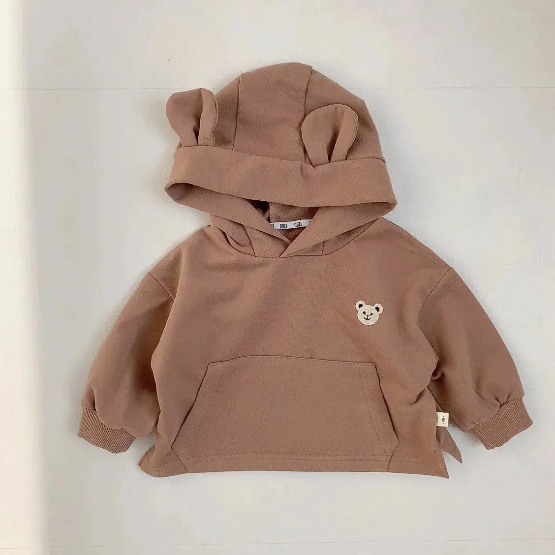 Cotton Embroidered Hoodies for Toddlers - Bear-Themed Sweatshirt for Kids