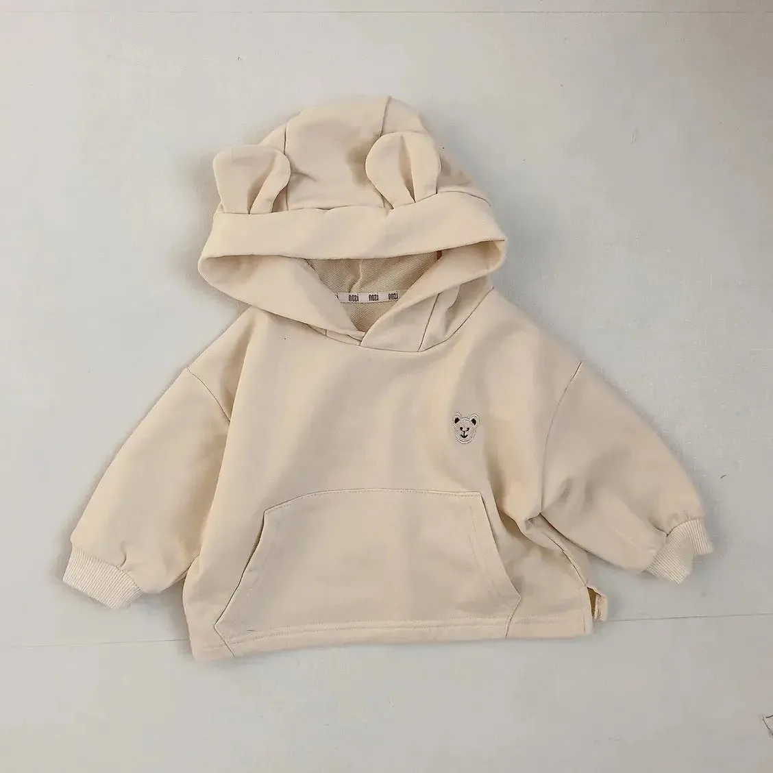 Cotton Embroidered Hoodies for Toddlers - Bear-Themed Sweatshirt for Kids