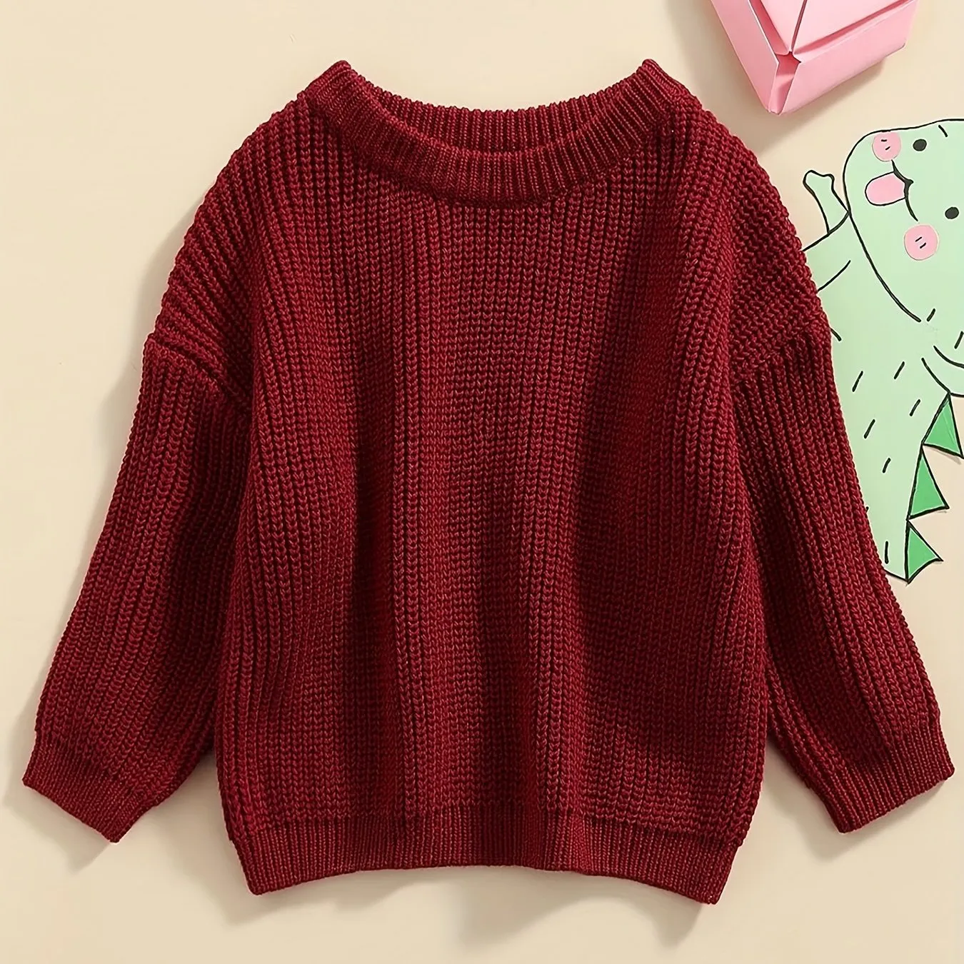 Cozy Girls Knitted Pullover Sweater - Fashionable Loose Fit for Toddler & Baby Blouse - Perfect Casual Wear for Little Girls