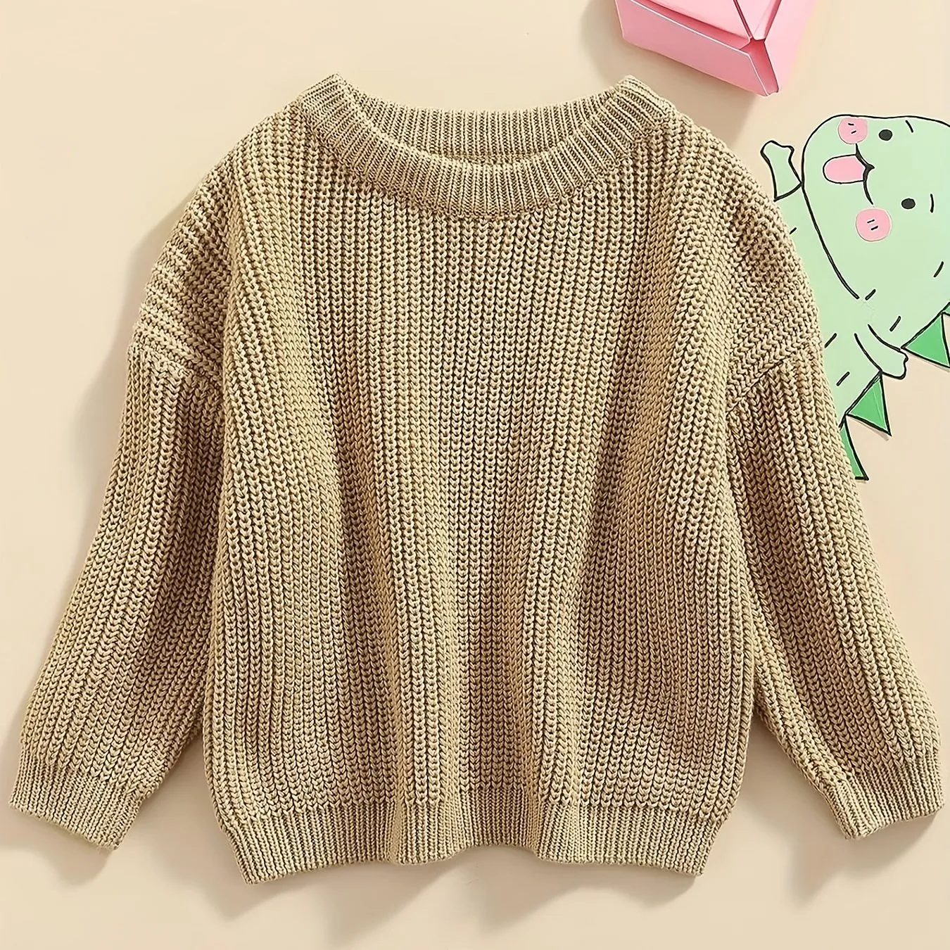 Cozy Girls Knitted Pullover Sweater - Fashionable Loose Fit for Toddler & Baby Blouse - Perfect Casual Wear for Little Girls