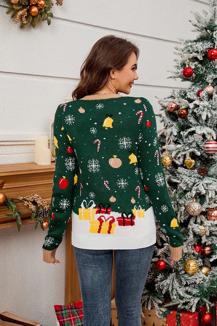 Cozy Plus-Size Santa Claus Round Neck Pullover Sweater for Festive Warmth
