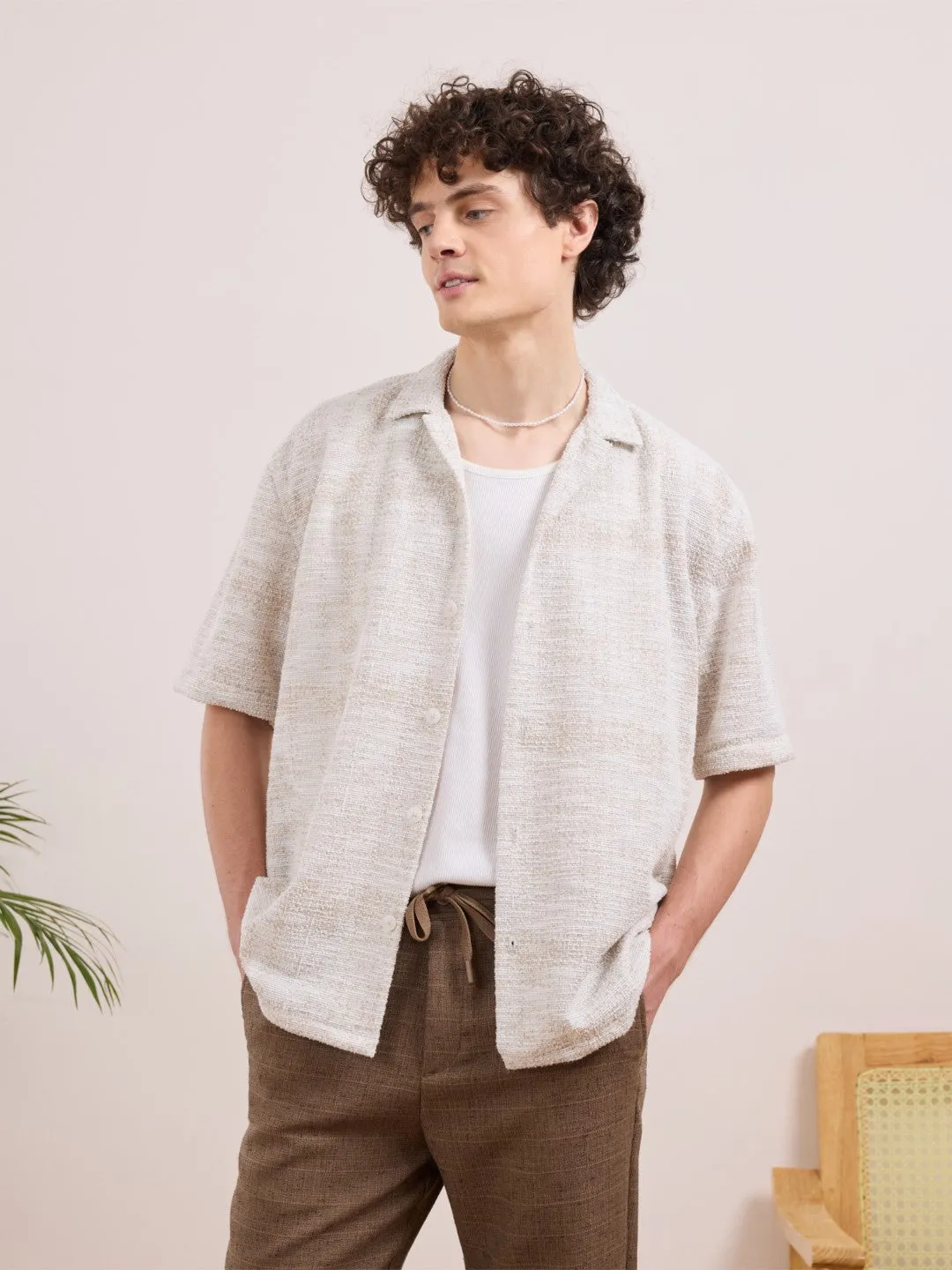 Cream Textured Resort Shirt