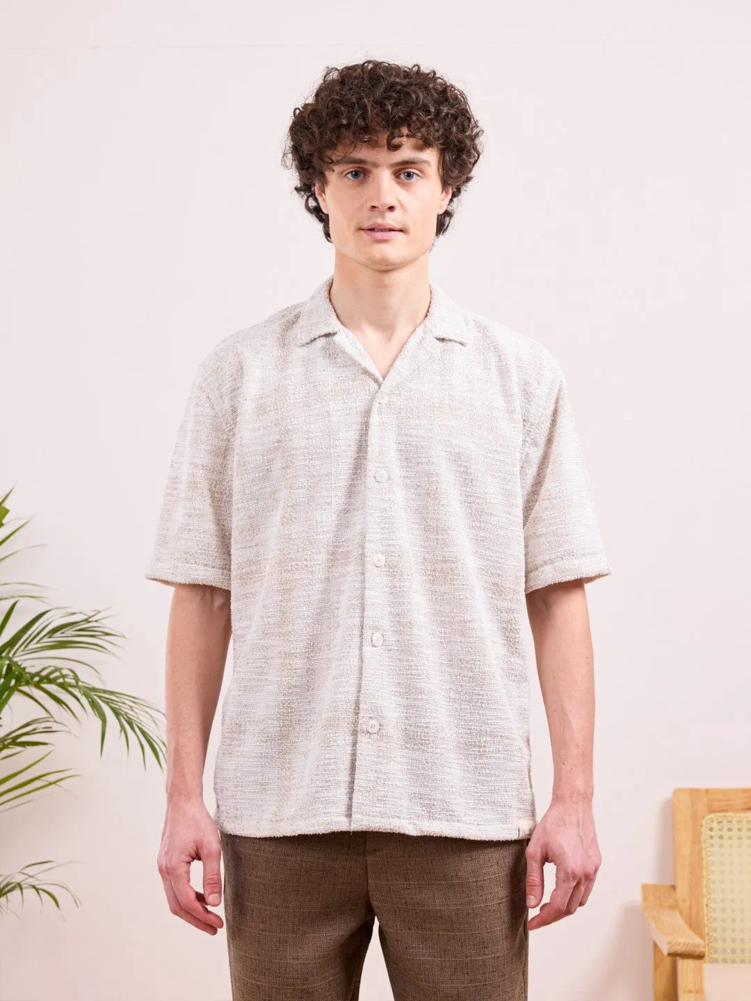 Cream Textured Resort Shirt