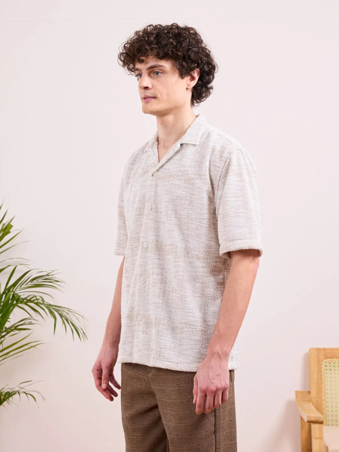 Cream Textured Resort Shirt