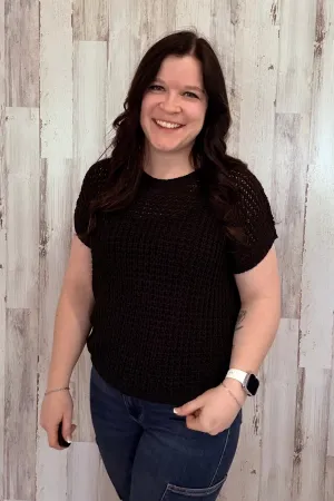 Crochet Short Sleeve Sweater Top