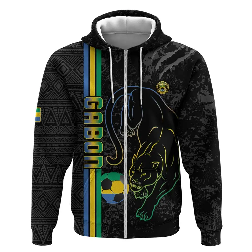 Custom Gabon Football Hoodie Go Champions - Black Ver LT15