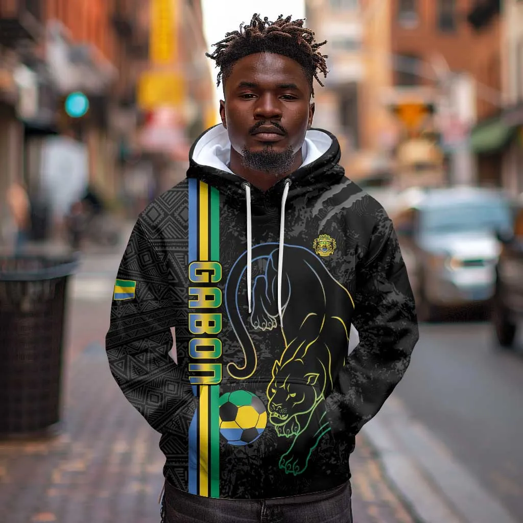 Custom Gabon Football Hoodie Go Champions - Black Ver LT15