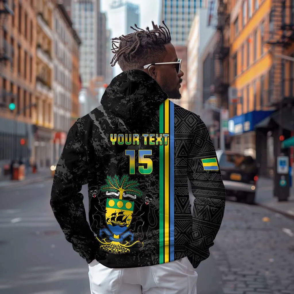 Custom Gabon Football Hoodie Go Champions - Black Ver LT15