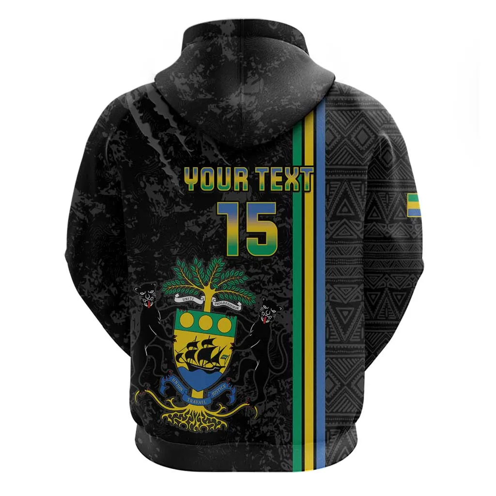 Custom Gabon Football Hoodie Go Champions - Black Ver LT15