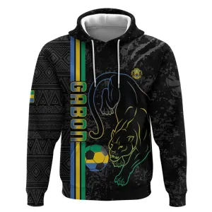 Custom Gabon Football Hoodie Go Champions - Black Ver LT15