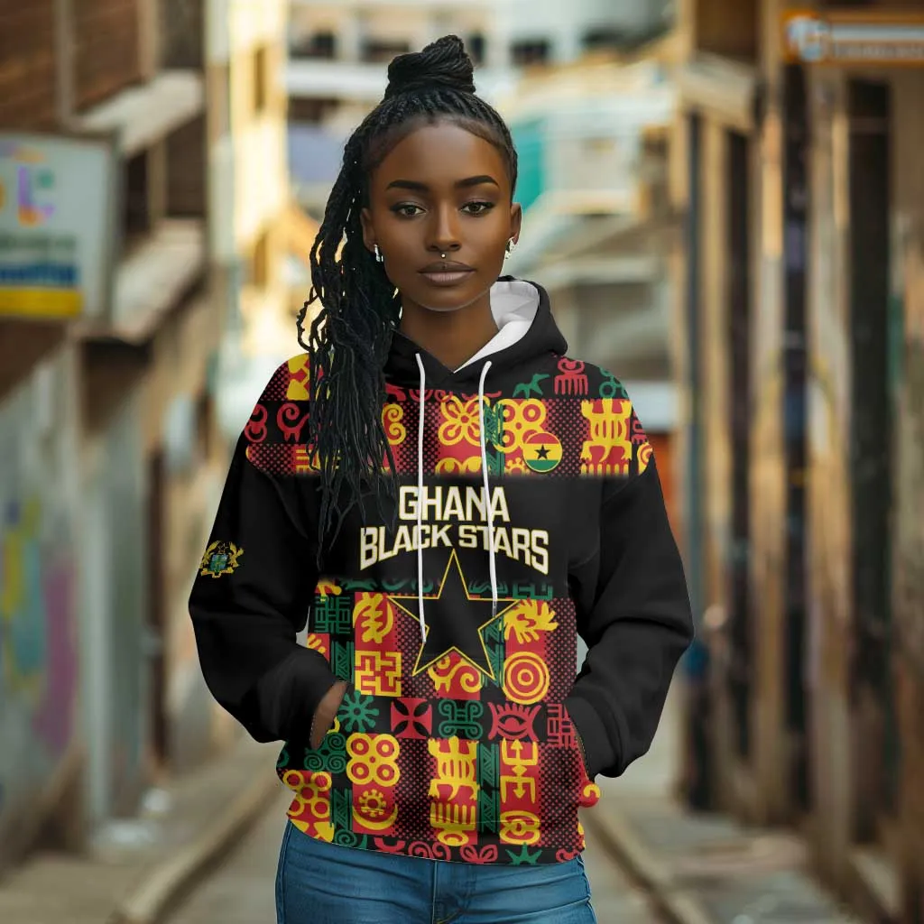 Custom Ghana Black Stars Hoodie Adinkra Pattern - Football Style LT14