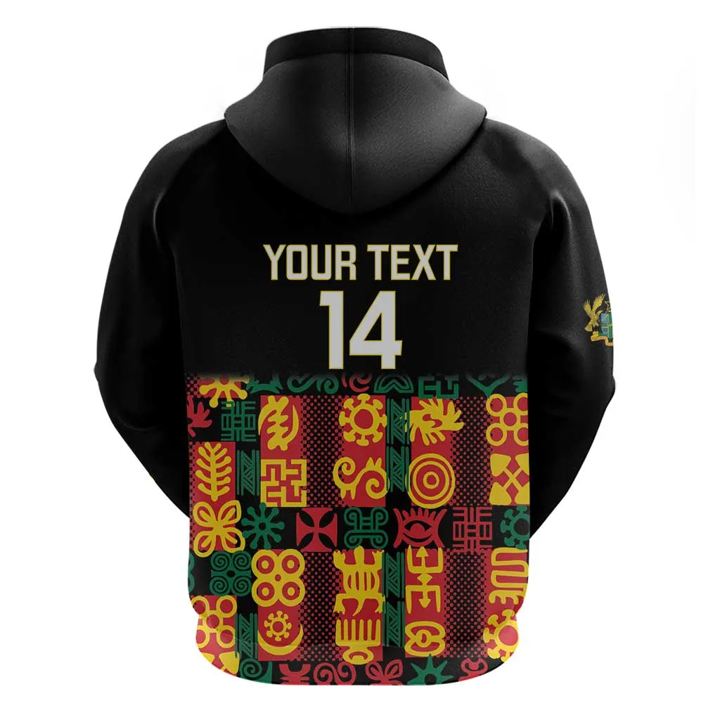 Custom Ghana Black Stars Hoodie Adinkra Pattern - Football Style LT14