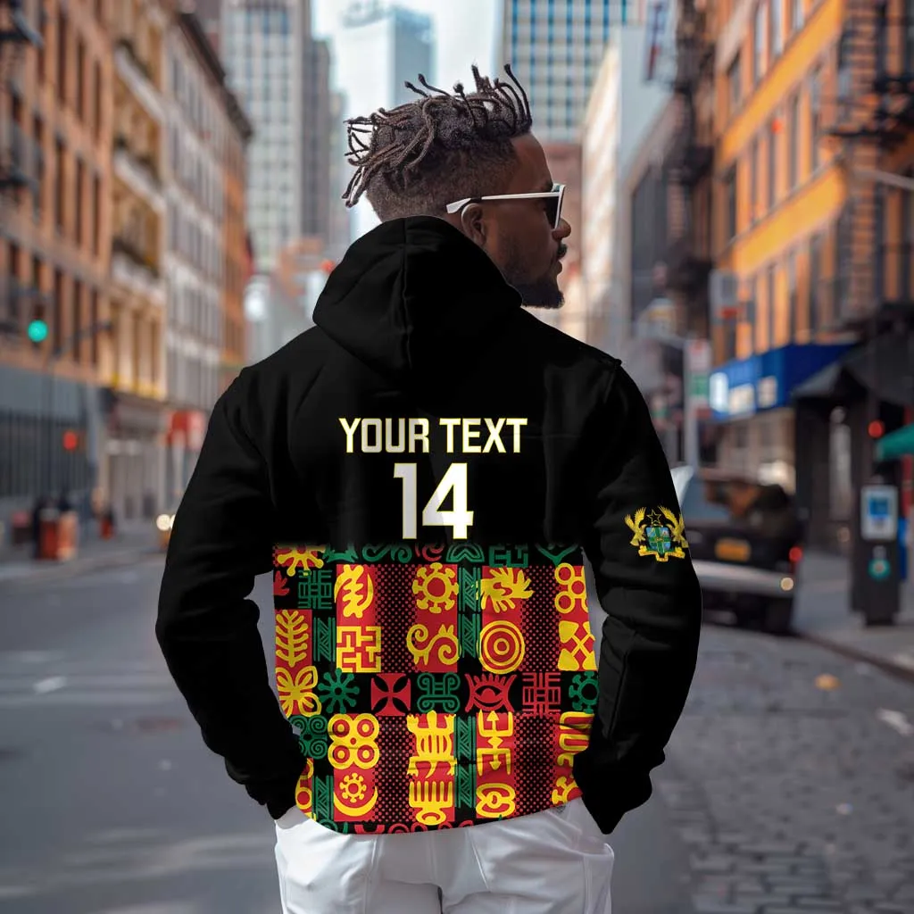 Custom Ghana Black Stars Hoodie Adinkra Pattern - Football Style LT14