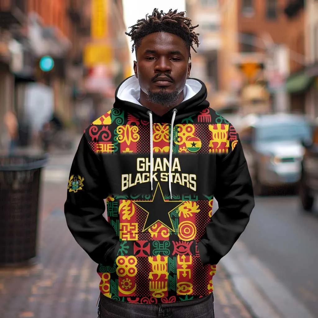 Custom Ghana Black Stars Hoodie Adinkra Pattern - Football Style LT14