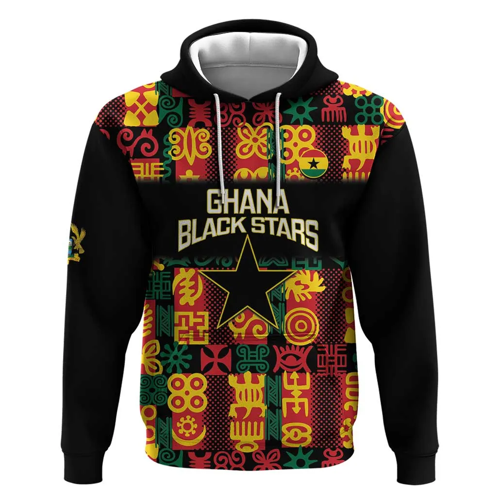 Custom Ghana Black Stars Hoodie Adinkra Pattern - Football Style LT14