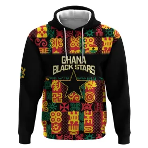 Custom Ghana Black Stars Hoodie Adinkra Pattern - Football Style LT14
